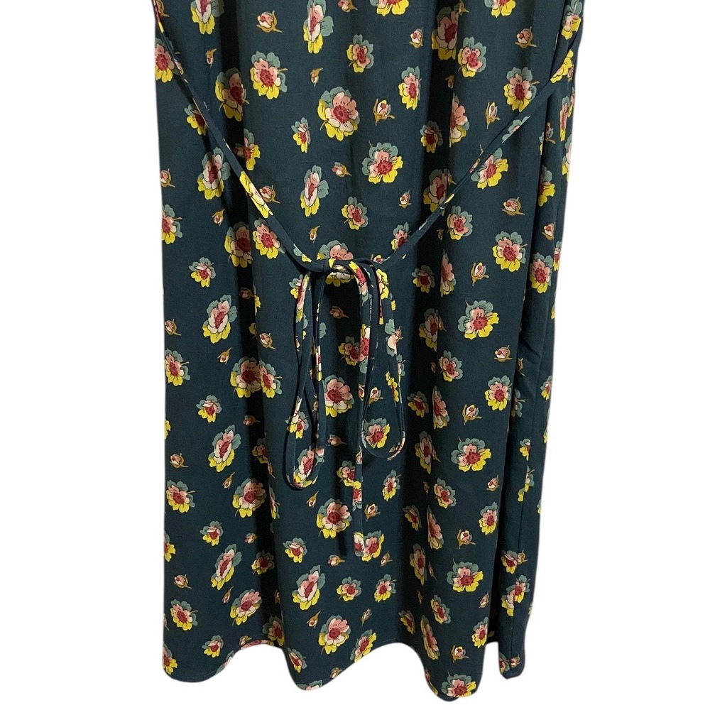 LOFT Petite Floral Print Sleeveless Ruffle Neck Tie Waist Dress Romantic Size M - Picture 8 of 10